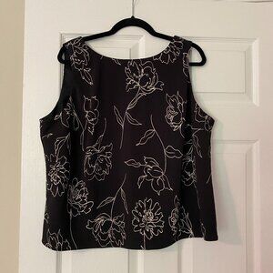 Andrea Viccaro Black Floral Sleeveless Blouse Size 2X